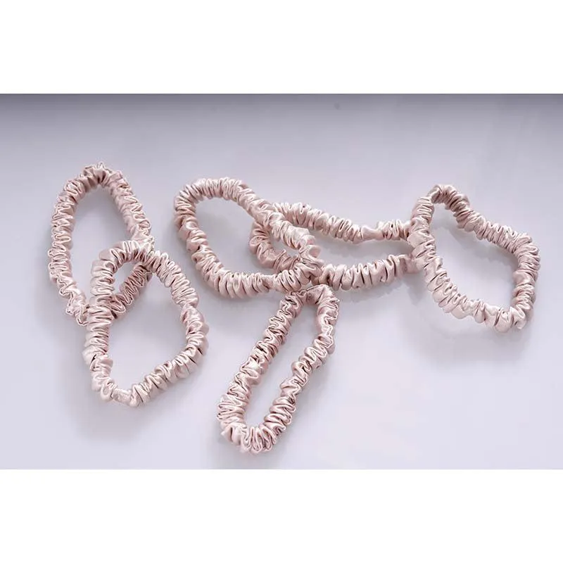 Silk thin scrunchies - Nude - 6 Pack - dropshipping