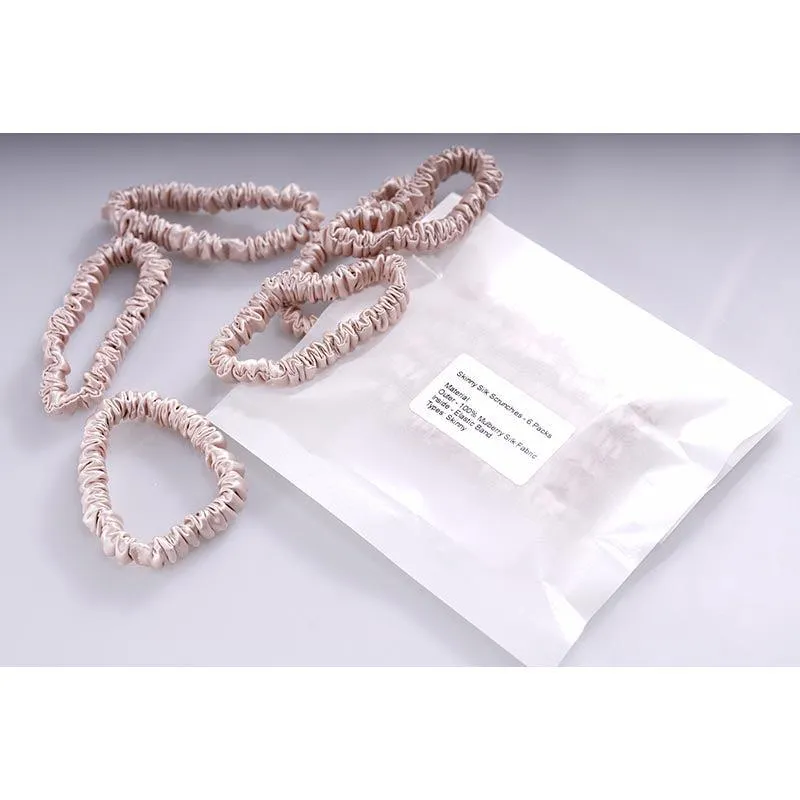 Silk thin scrunchies - Nude - 6 Pack - dropshipping