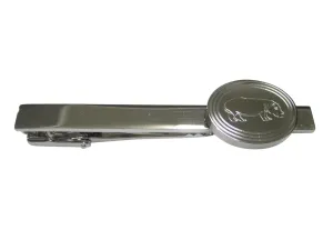 Silver Toned Etched Oval Hippo Tie Clip