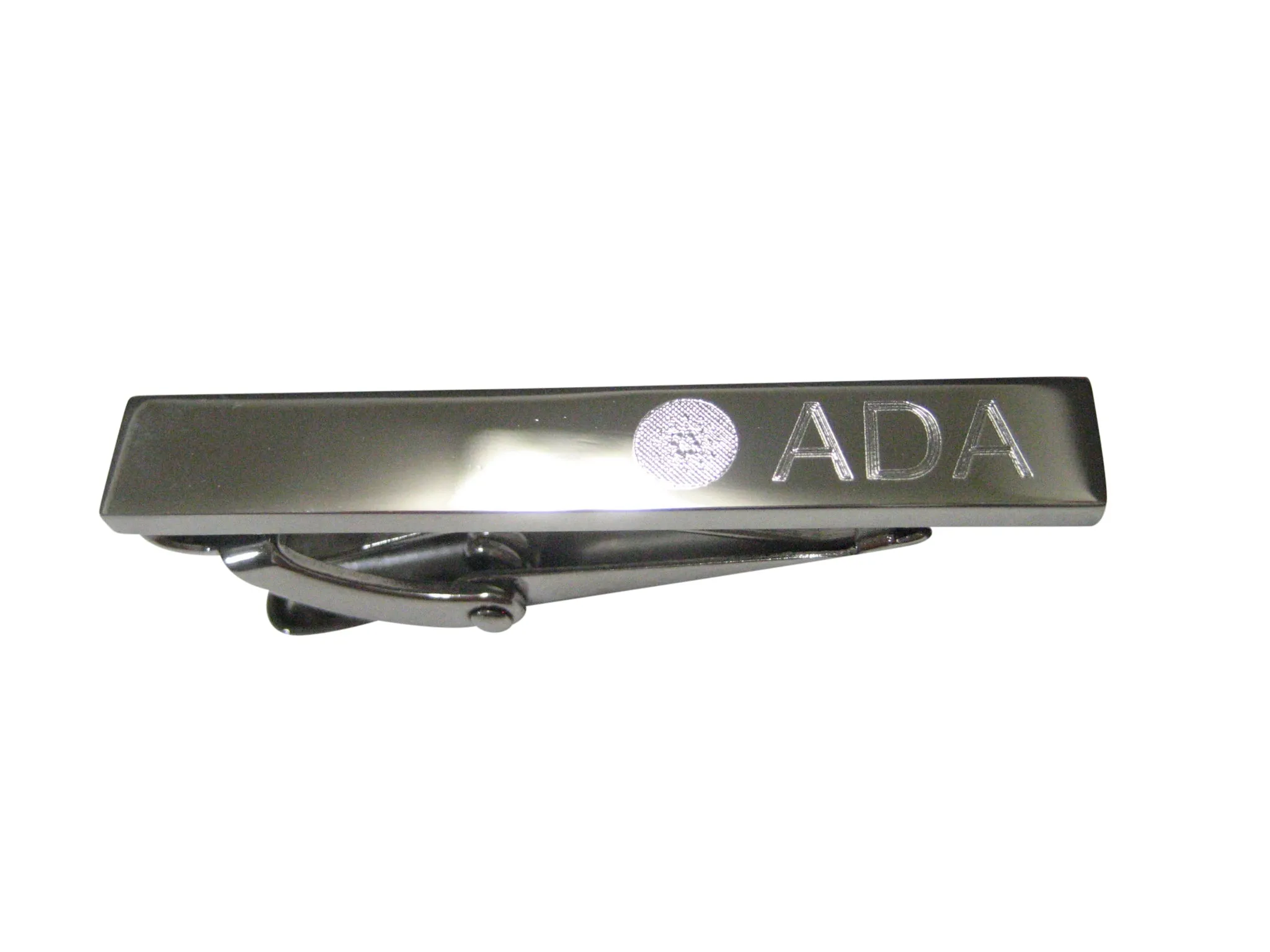 Silver Toned Etched Sleek Cardano Coin Cryptocurrency Blockchain Skinny Tie Clip