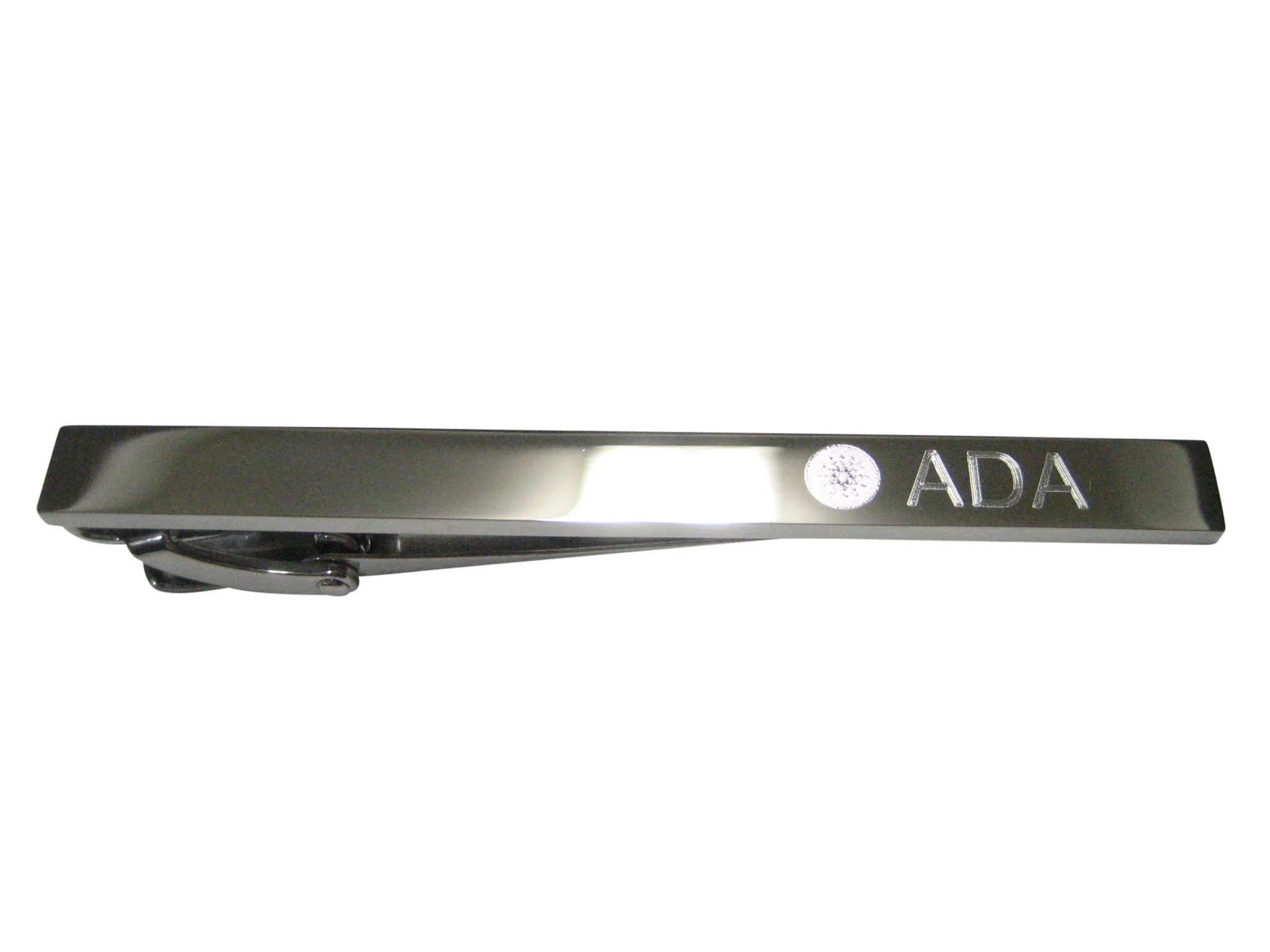 Silver Toned Etched Sleek Cardano Coin Cryptocurrency Blockchain Tie Clip