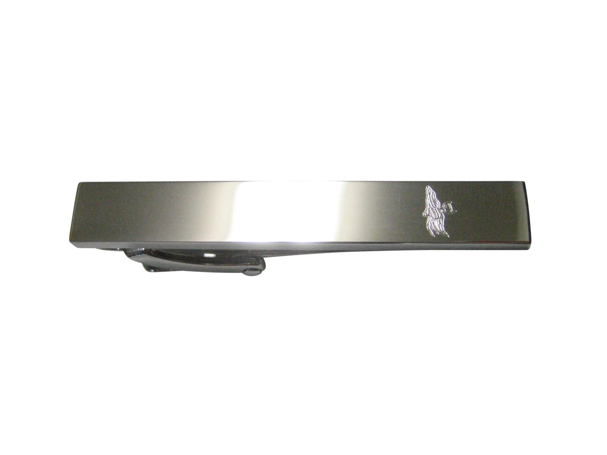 Silver Toned Etched Sleek Thin Tropical Fish Skinny Tie Clip