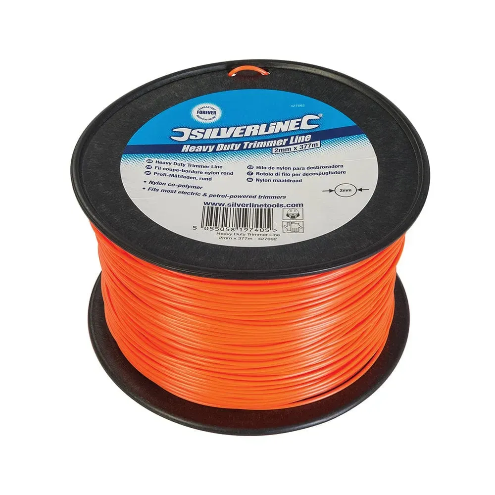 Silverline 2mm X 377M Heavy Duty Replacement Nylon Cord Strimmer Line 427692