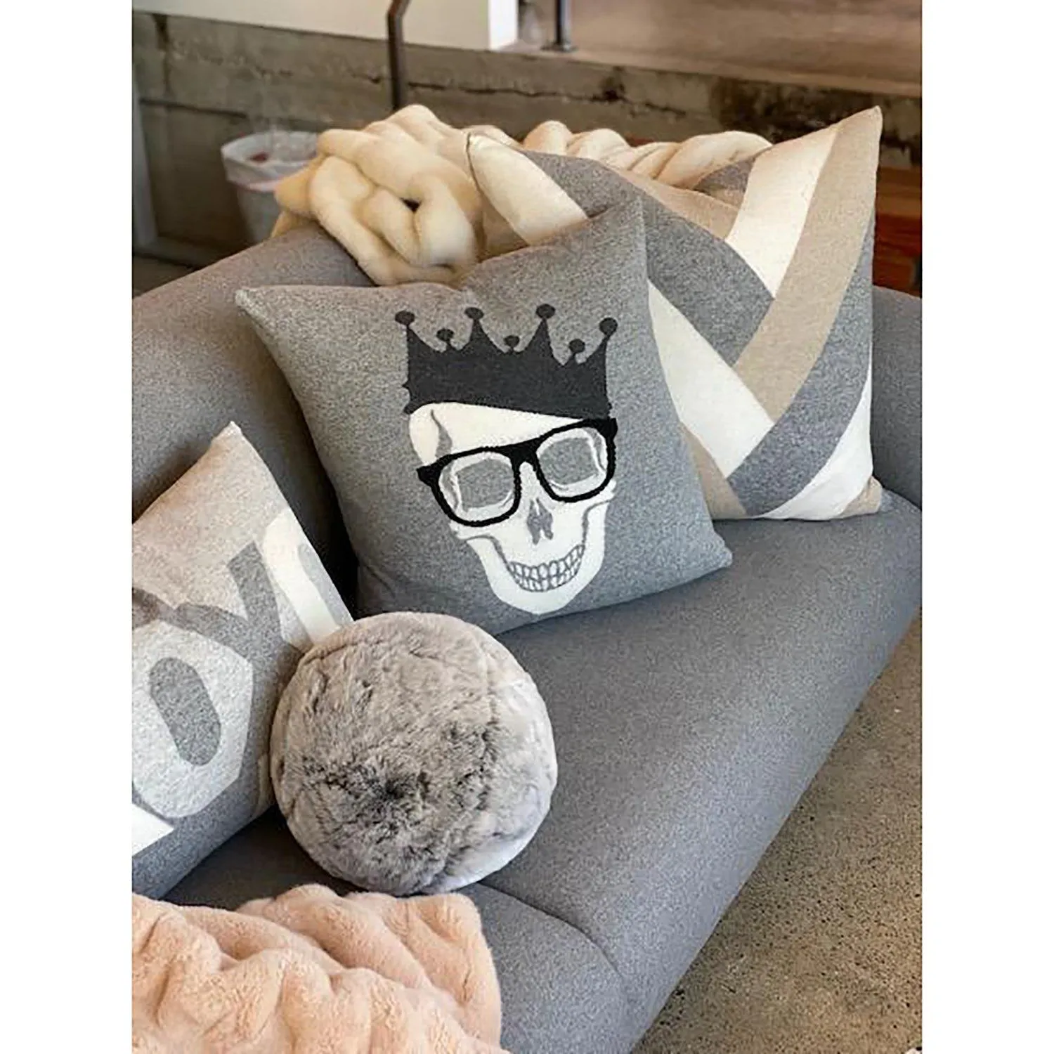 Skull Crown Cashmere Pillow