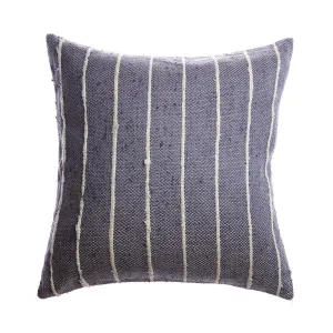 Slate Striped Raw Silk Square Pillow