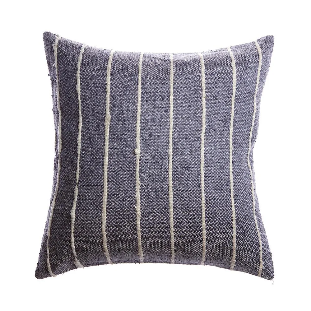 Slate Striped Raw Silk Square Pillow