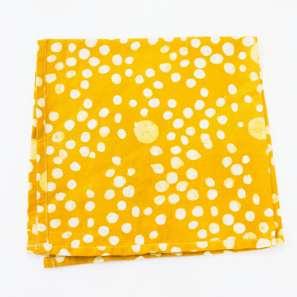 SOLD OUT: Maize Yellow Coral Dot Batik Block Printed Cotton Napkins Set of 4