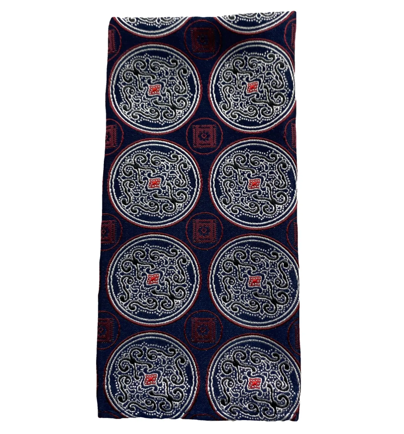 Stacy Adams Tie and Handkerchief - Navy and Maroon Medallion T1