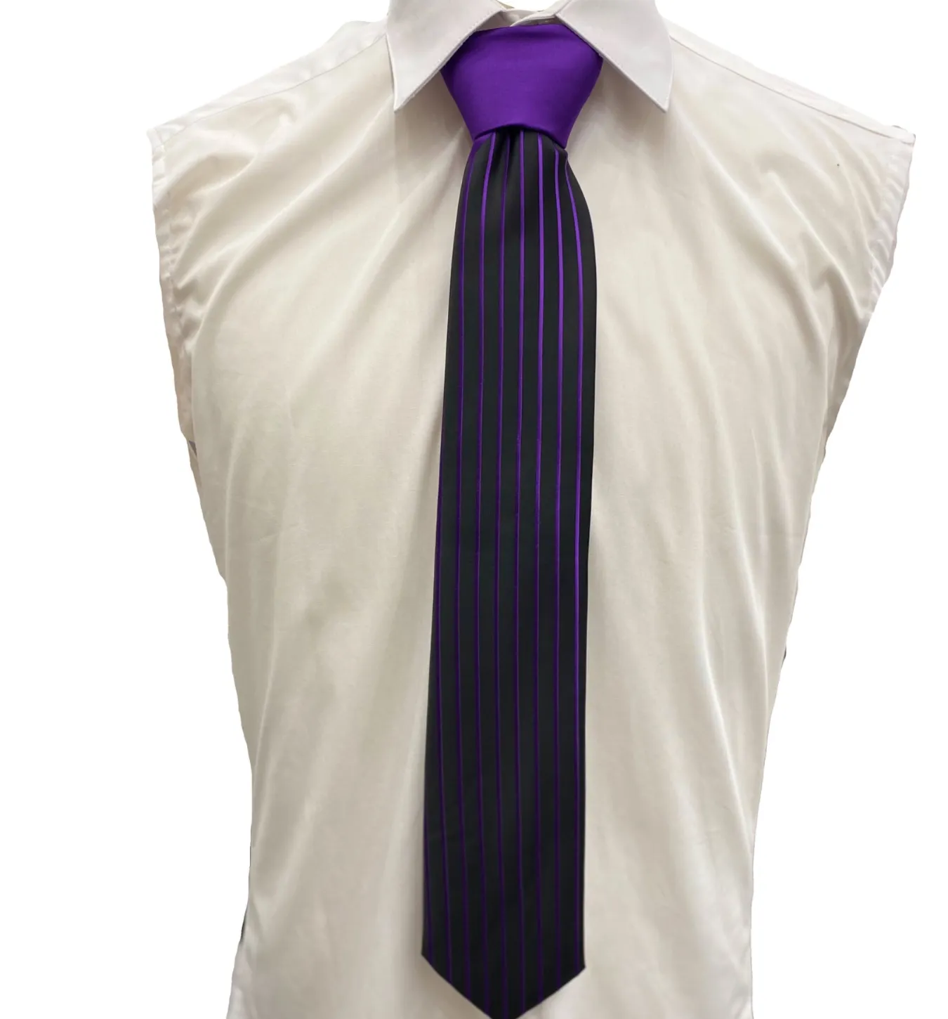 Stacy Adams Tie and Handkerchief - Solids and Stripes Purple T9