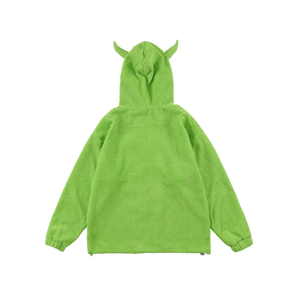 Street Little Devil Horn Solid Color Hoodie