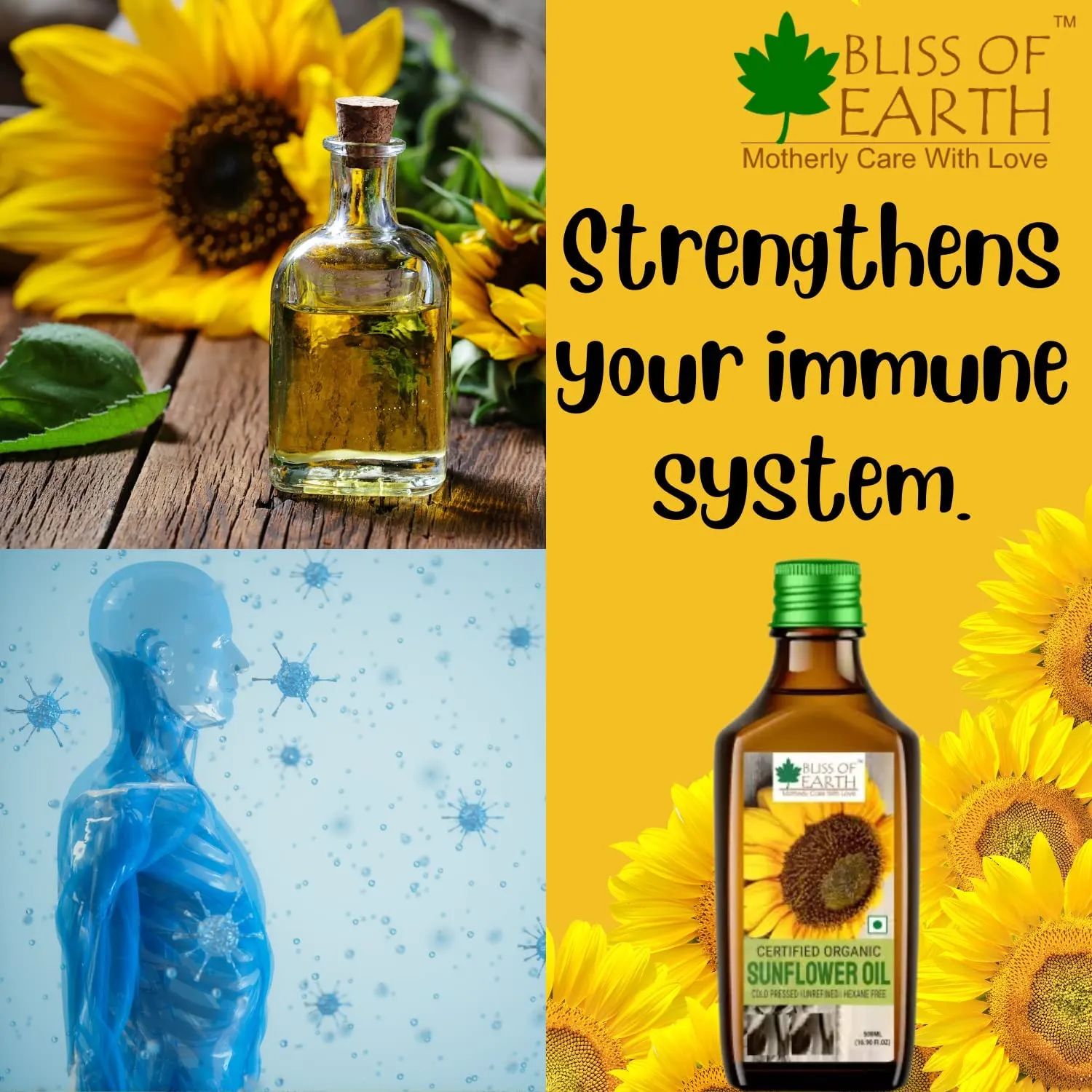 Sunflower Oil   Kalonji Oil (Pack of 2x500ml)