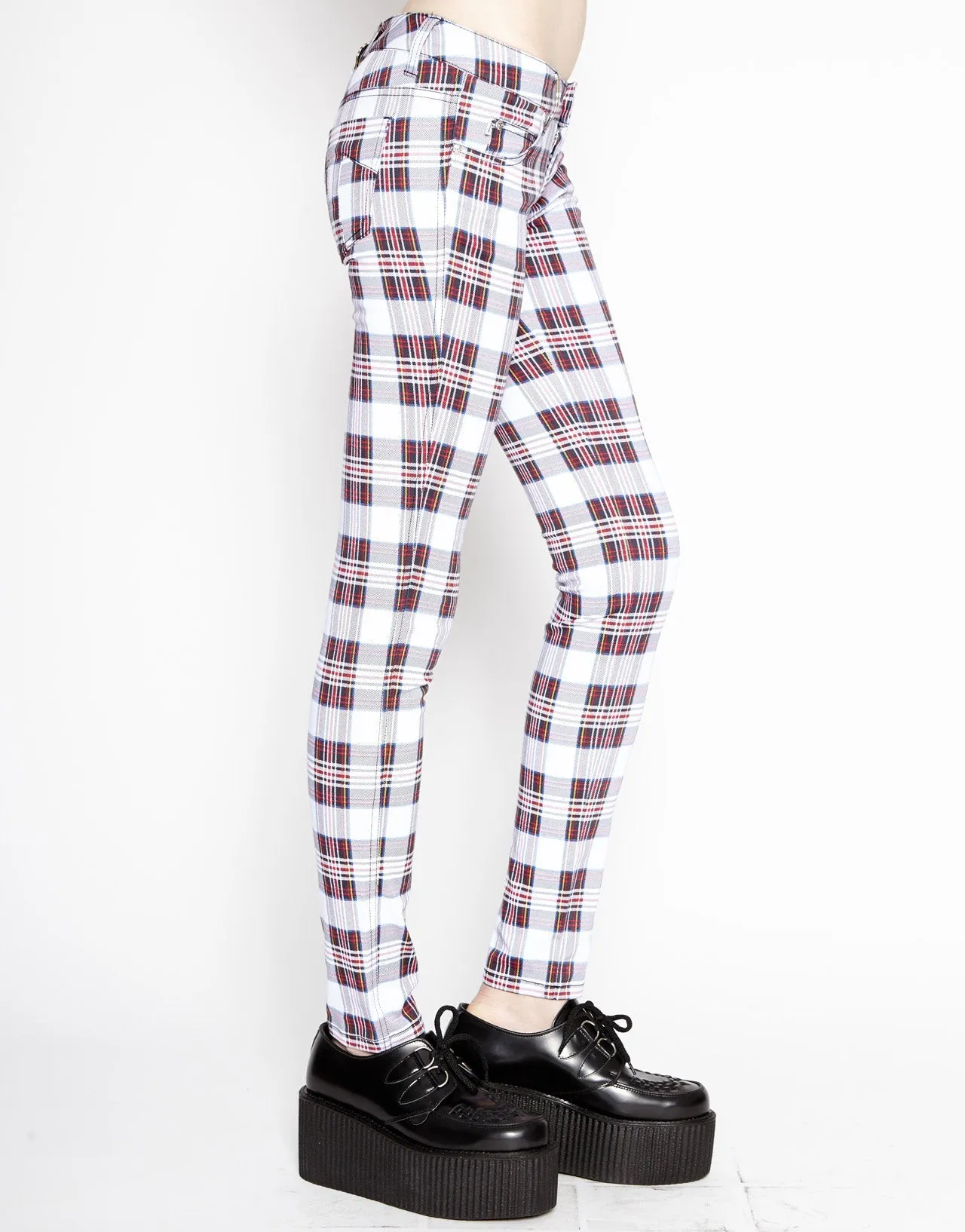 T-BACK JEAN WHITE TARTAN PLAID