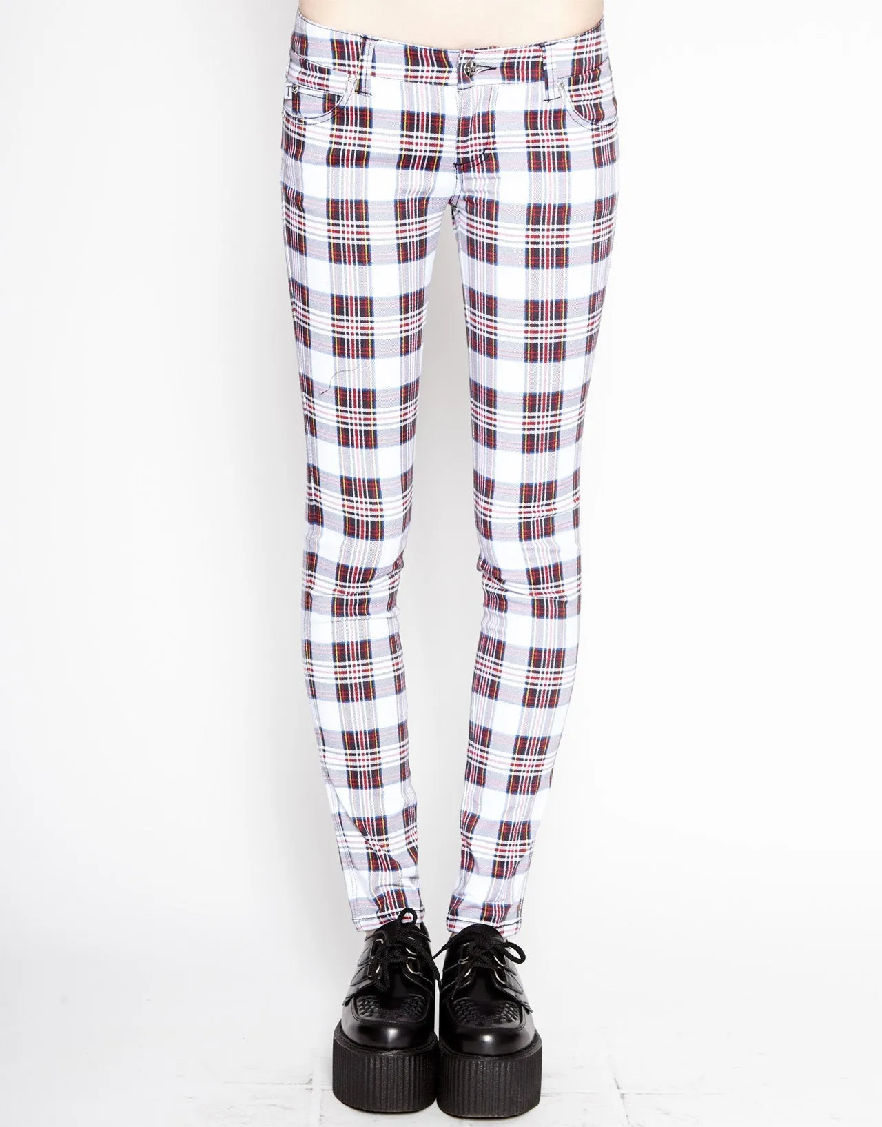 T-BACK JEAN WHITE TARTAN PLAID