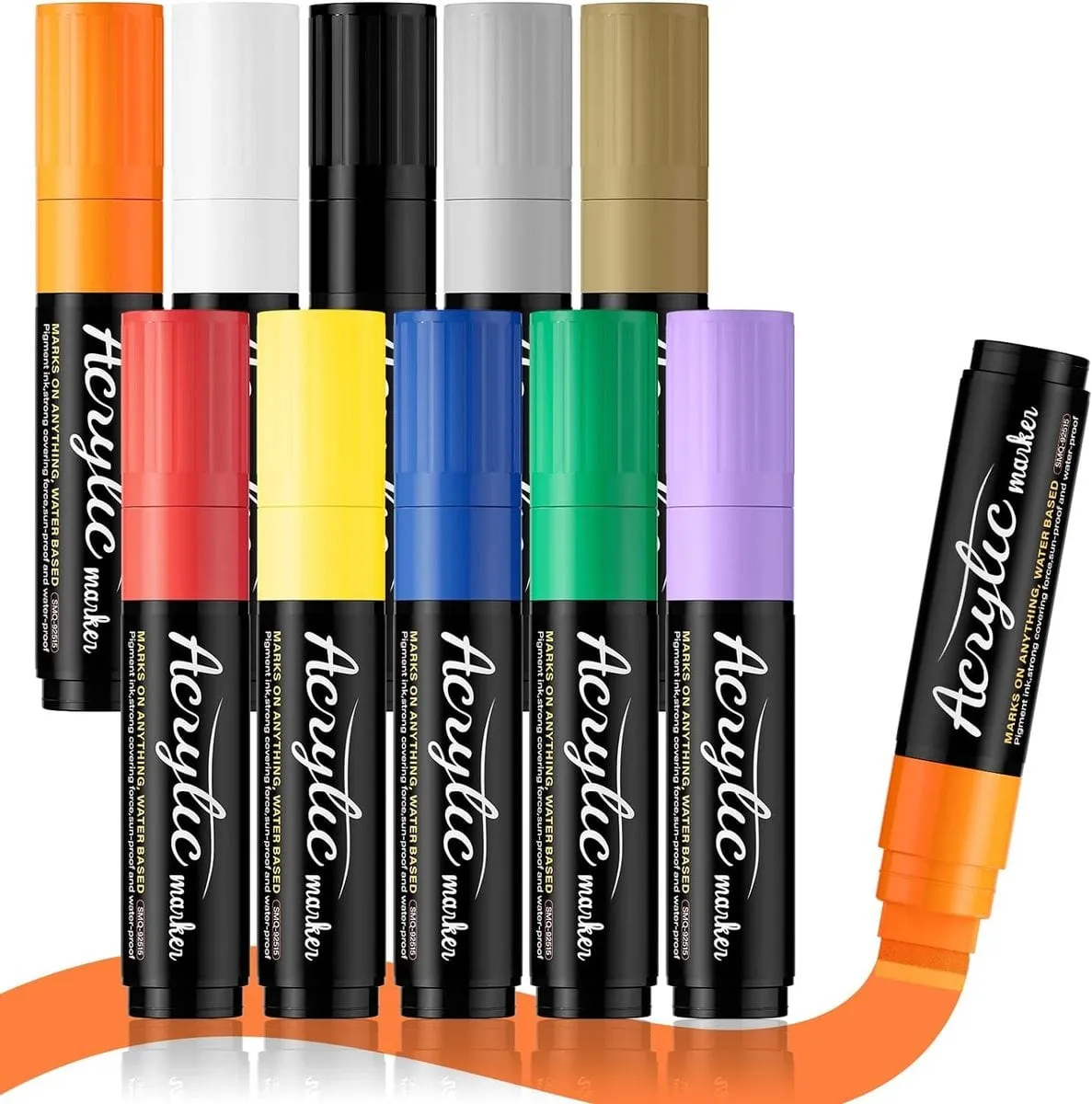 The Art Journey 10-Piece Premium Acrylic Paint Marker Set, Broad 15mm Nib ART012