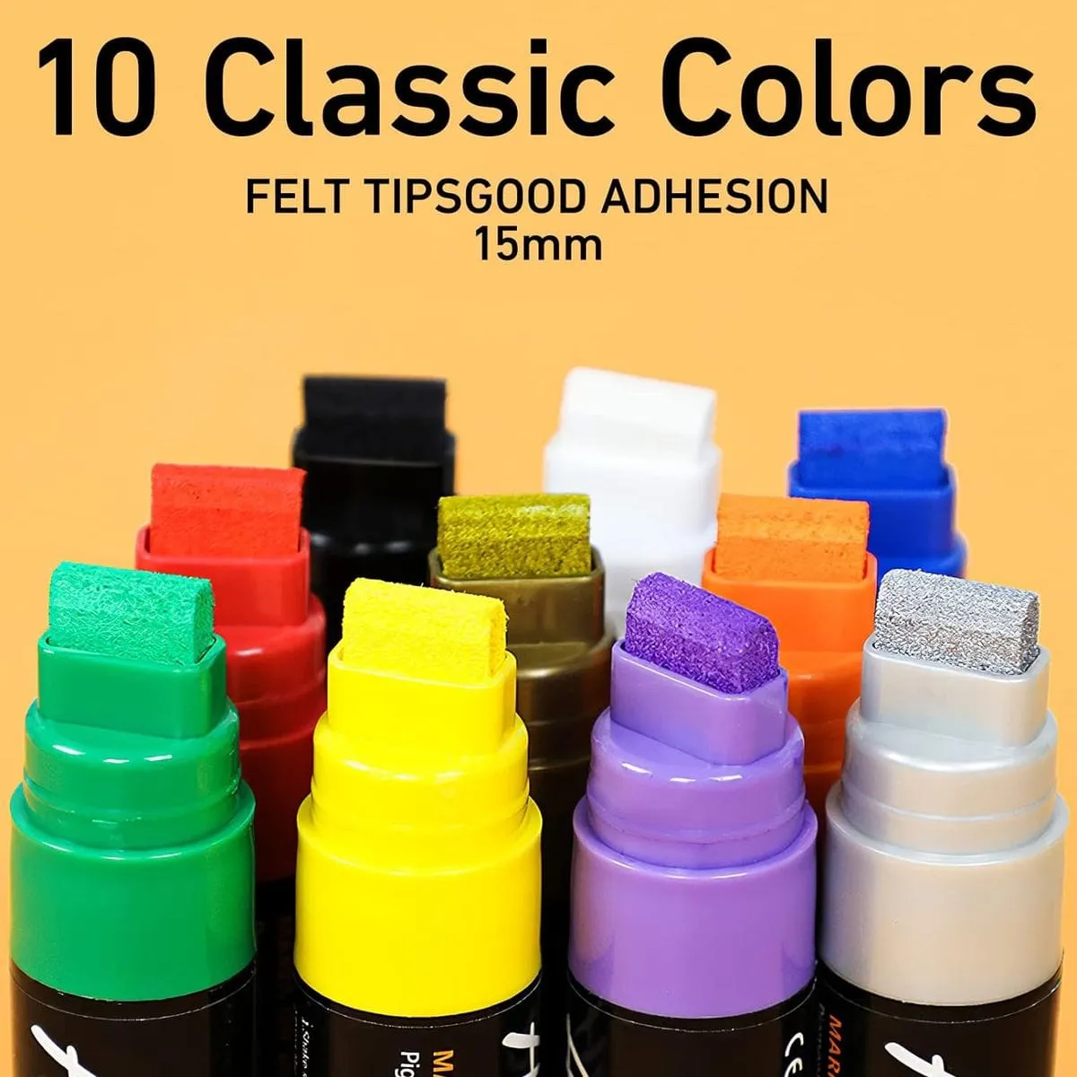 The Art Journey 10-Piece Premium Acrylic Paint Marker Set, Broad 15mm Nib ART012