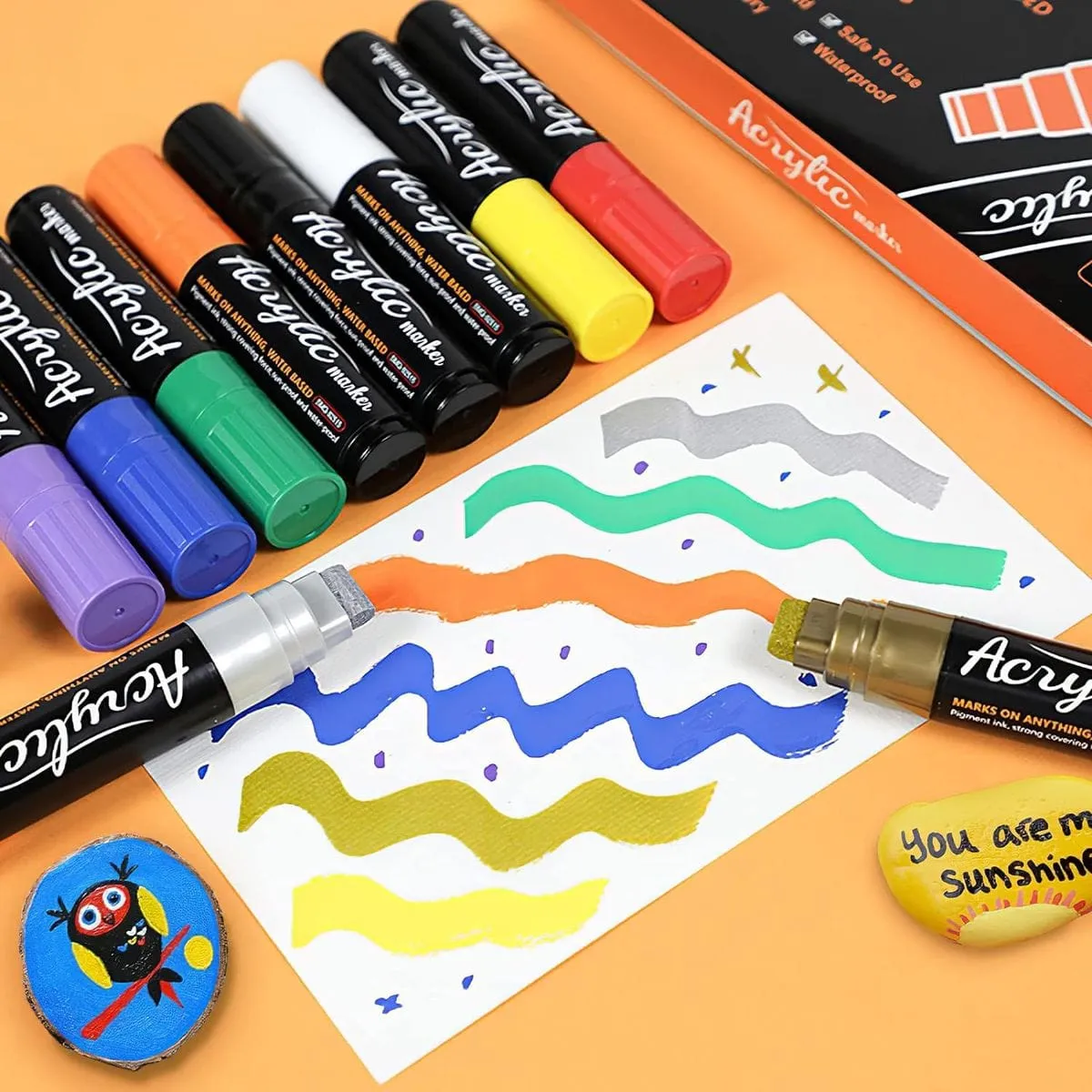 The Art Journey 10-Piece Premium Acrylic Paint Marker Set, Broad 15mm Nib ART012