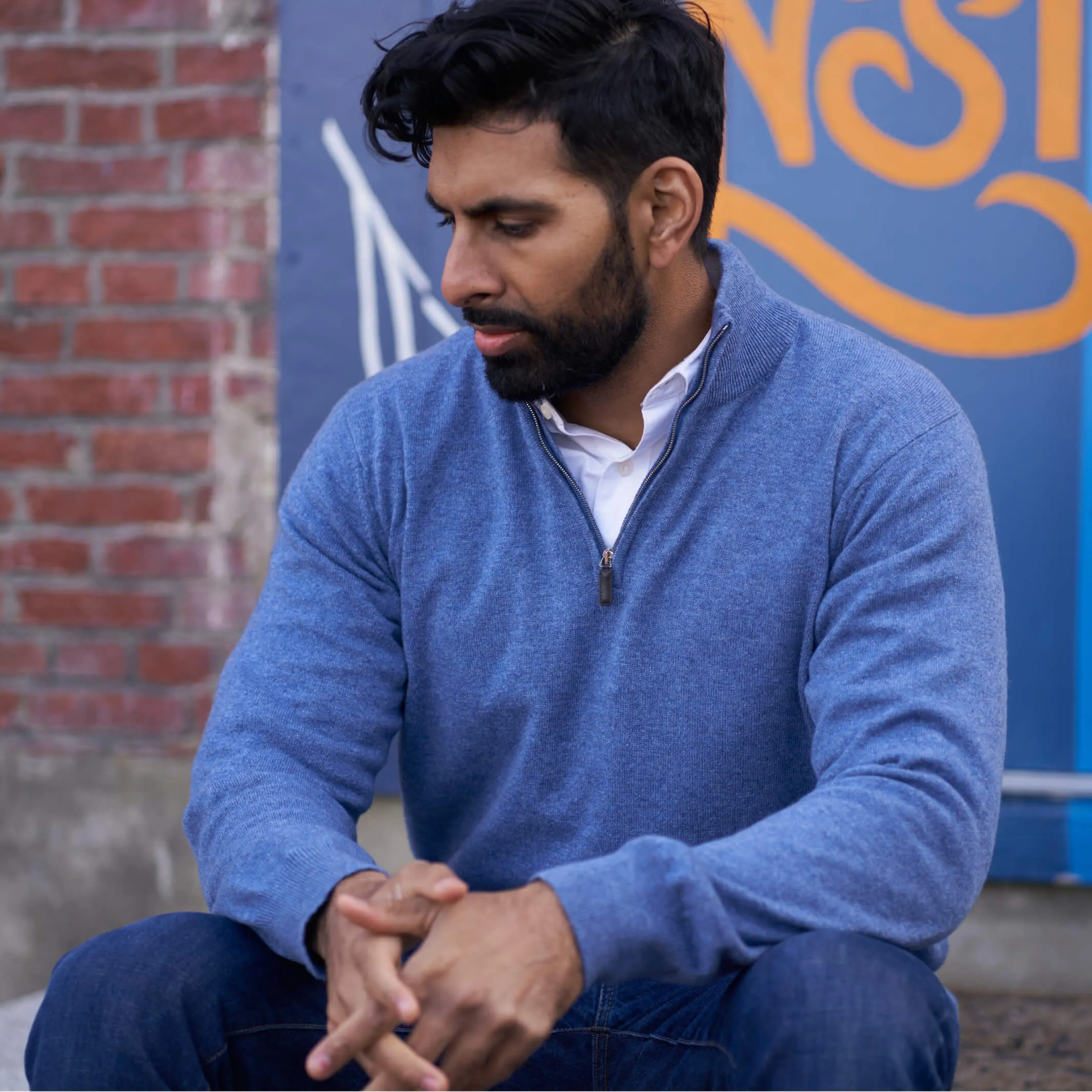 The Leo 2-ply Cashmere Quarter Zip Sweater