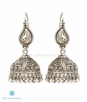 The Makanda Silver Paisley Jhumka(Oxidised/Hook)