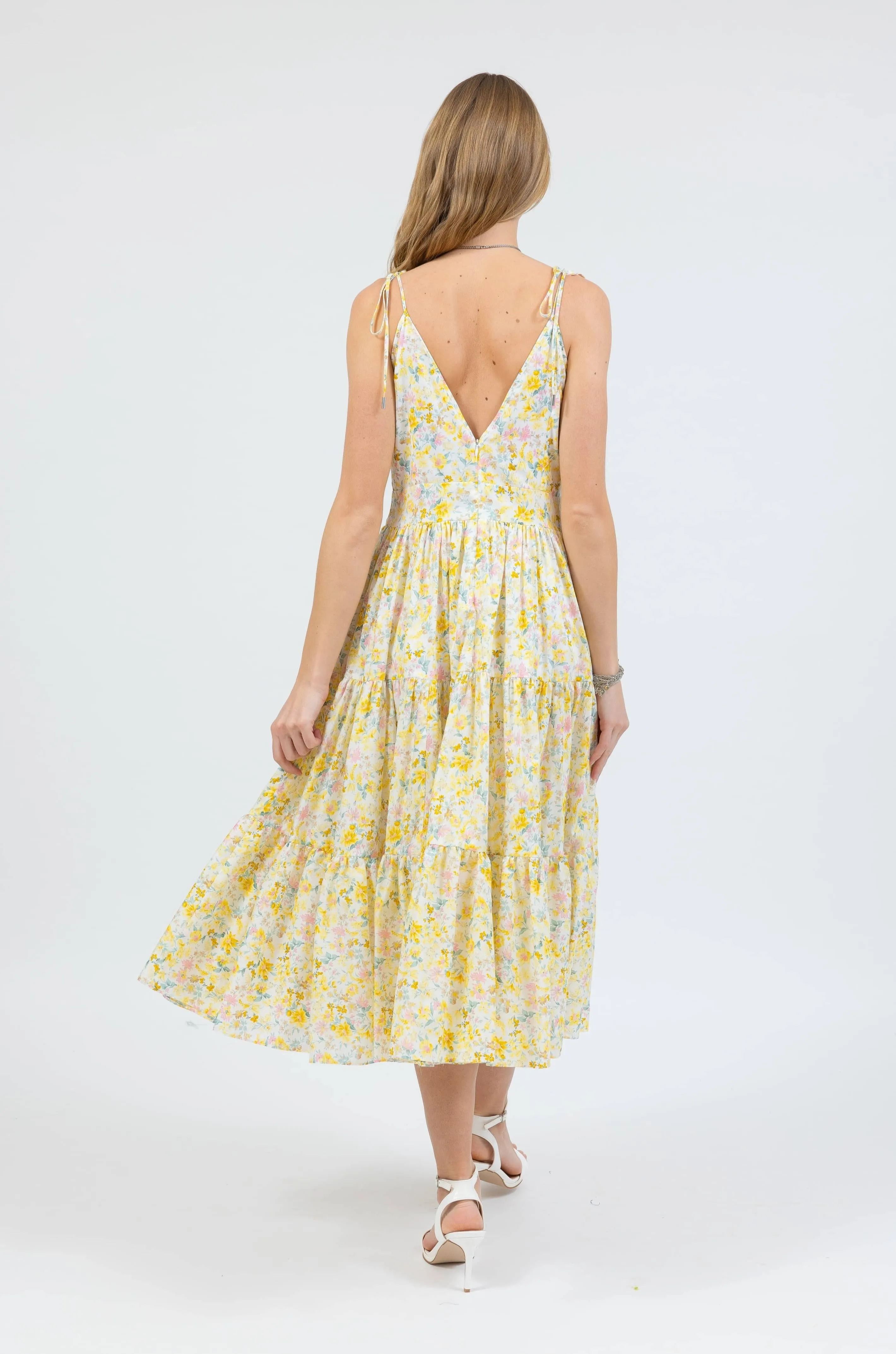 The Strappy Maxi Dress - Yellow Floral