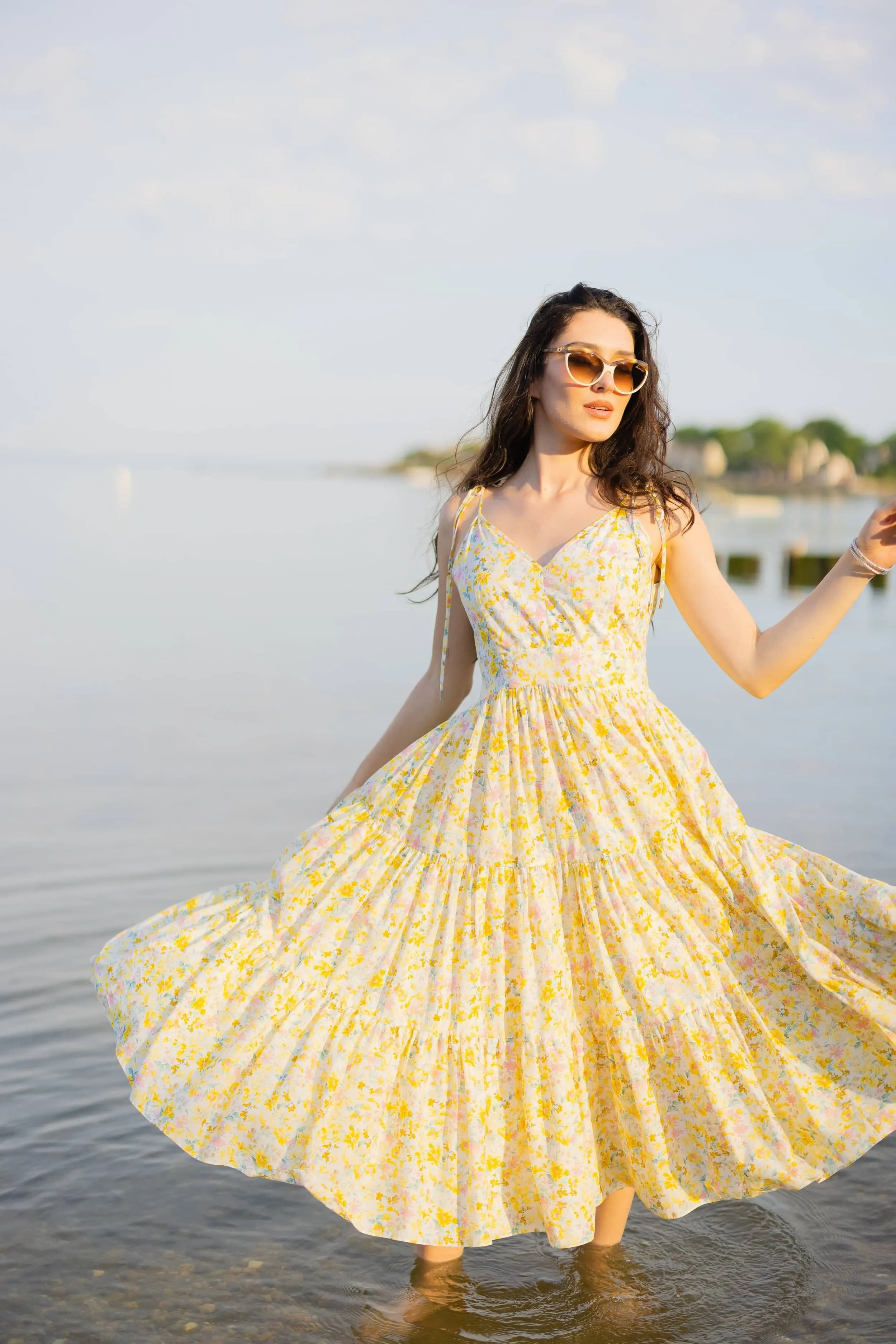 The Strappy Maxi Dress - Yellow Floral