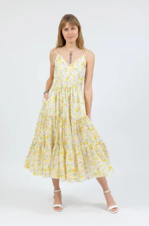 The Strappy Maxi Dress - Yellow Floral