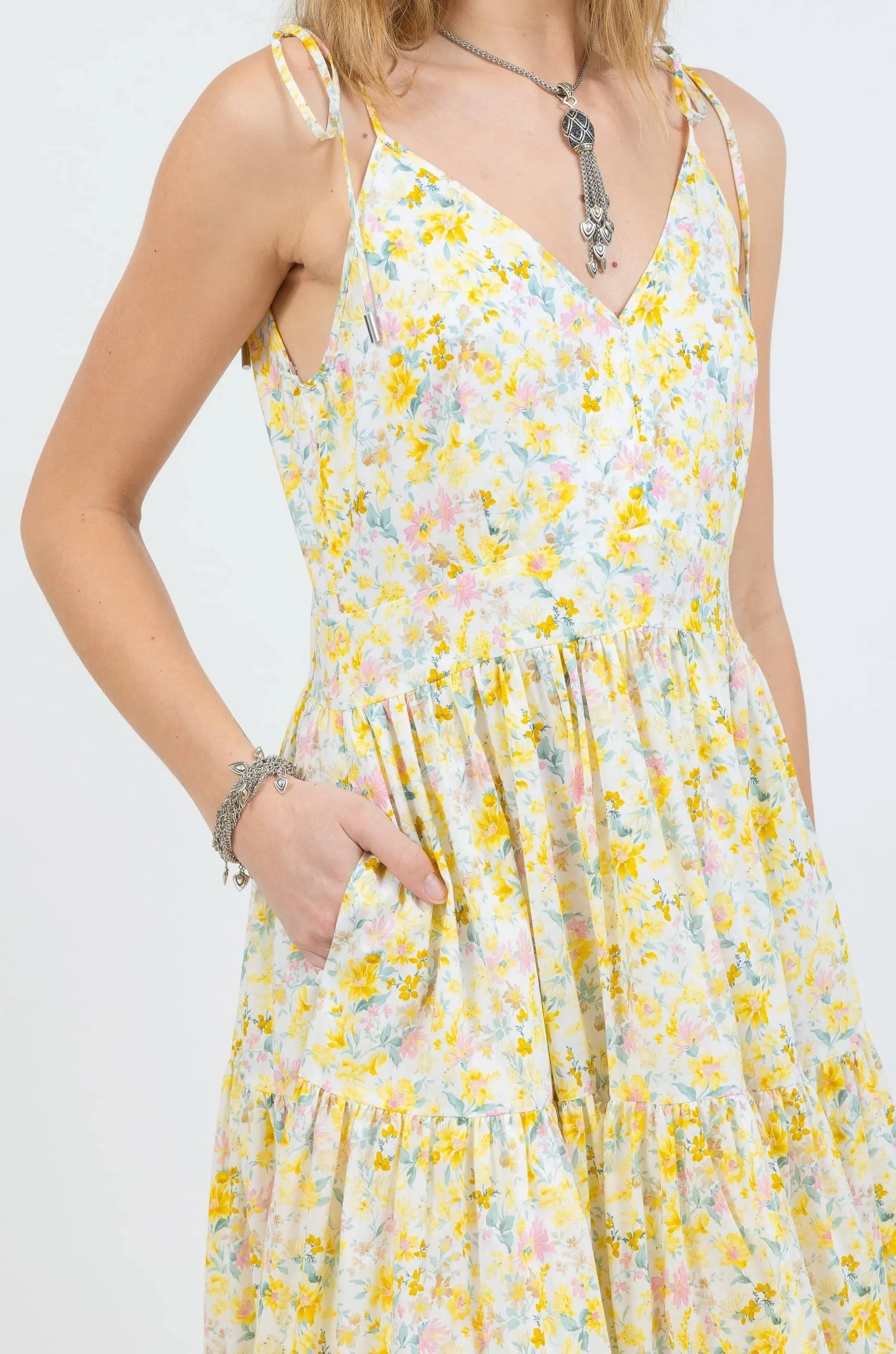 The Strappy Maxi Dress - Yellow Floral