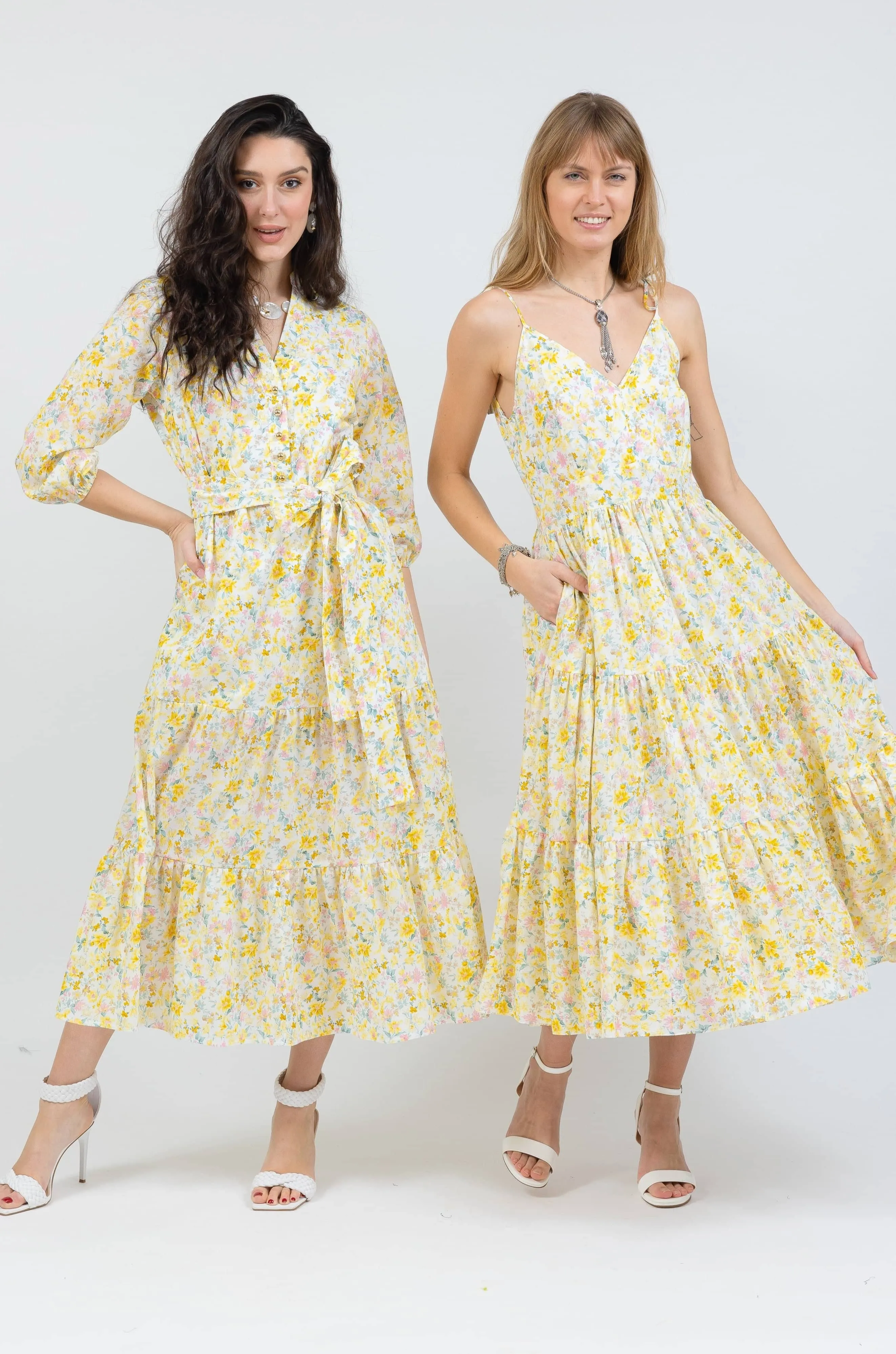 The Strappy Maxi Dress - Yellow Floral