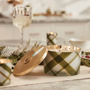 THYMES- FRASIER FIR FROSTED PLAID LARGE CANDLE Size 18oz