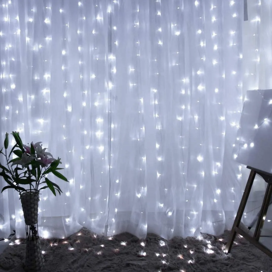 TORCHSTAR 9.8FT × 9.8FT Window Curtain Light, Extendable String Light Kit, 6000K Pure White, 8 Modes Fairy Lights for Party, Wedding, Restaurant, Festival, Hotel, Bar, Home, Patio, Garden
