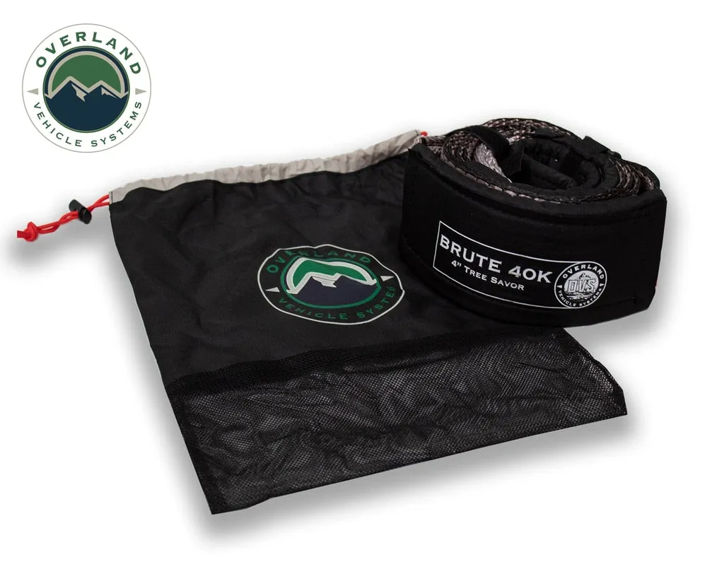 Tow Strap 40,000 lb 4 Inch x 8 Foot Gray With Black Ends & Storage Bag Universal Overland Vehicle Systems