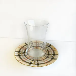 Turkish Tea Cups | Beige Plaid | Set of 6