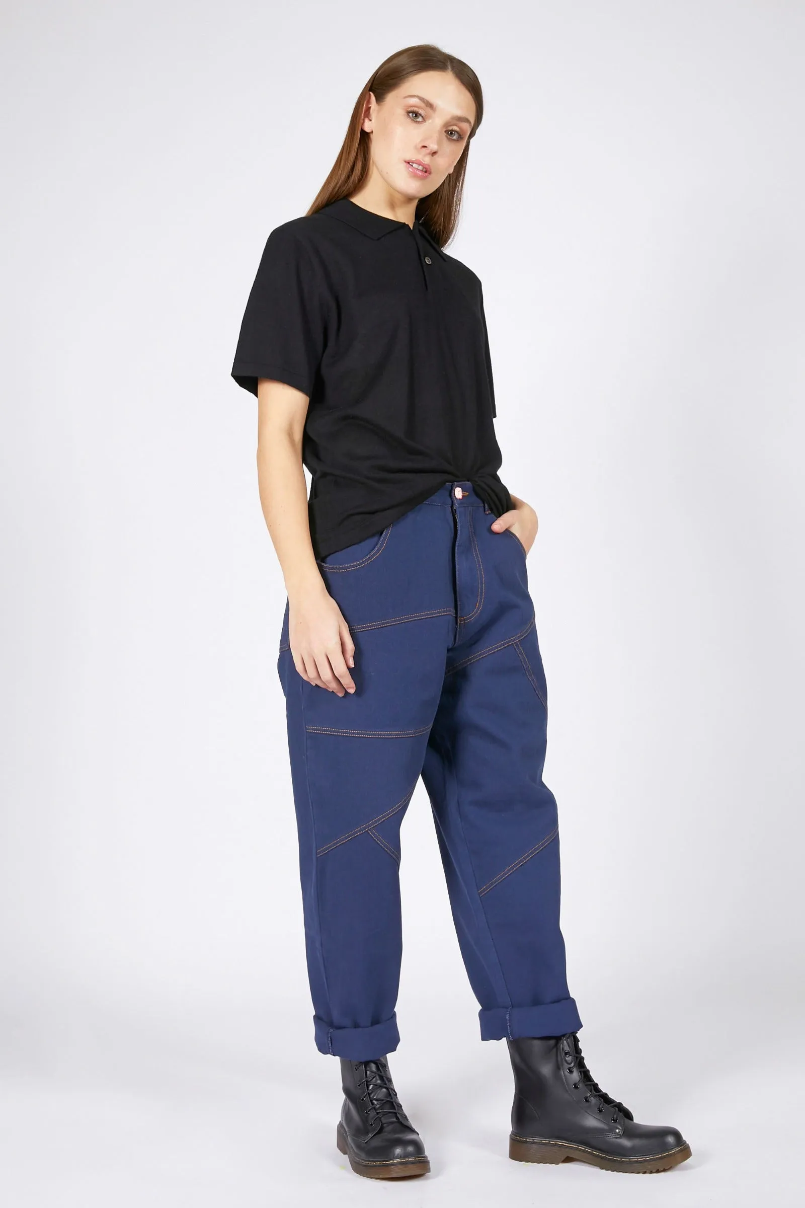 Unisex Black Cashmere Shortsleeve Polo