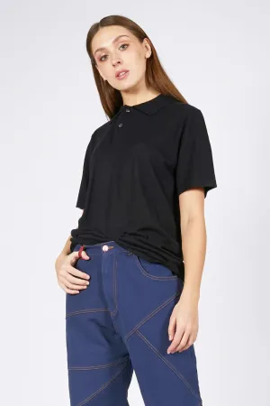 Unisex Black Cashmere Shortsleeve Polo