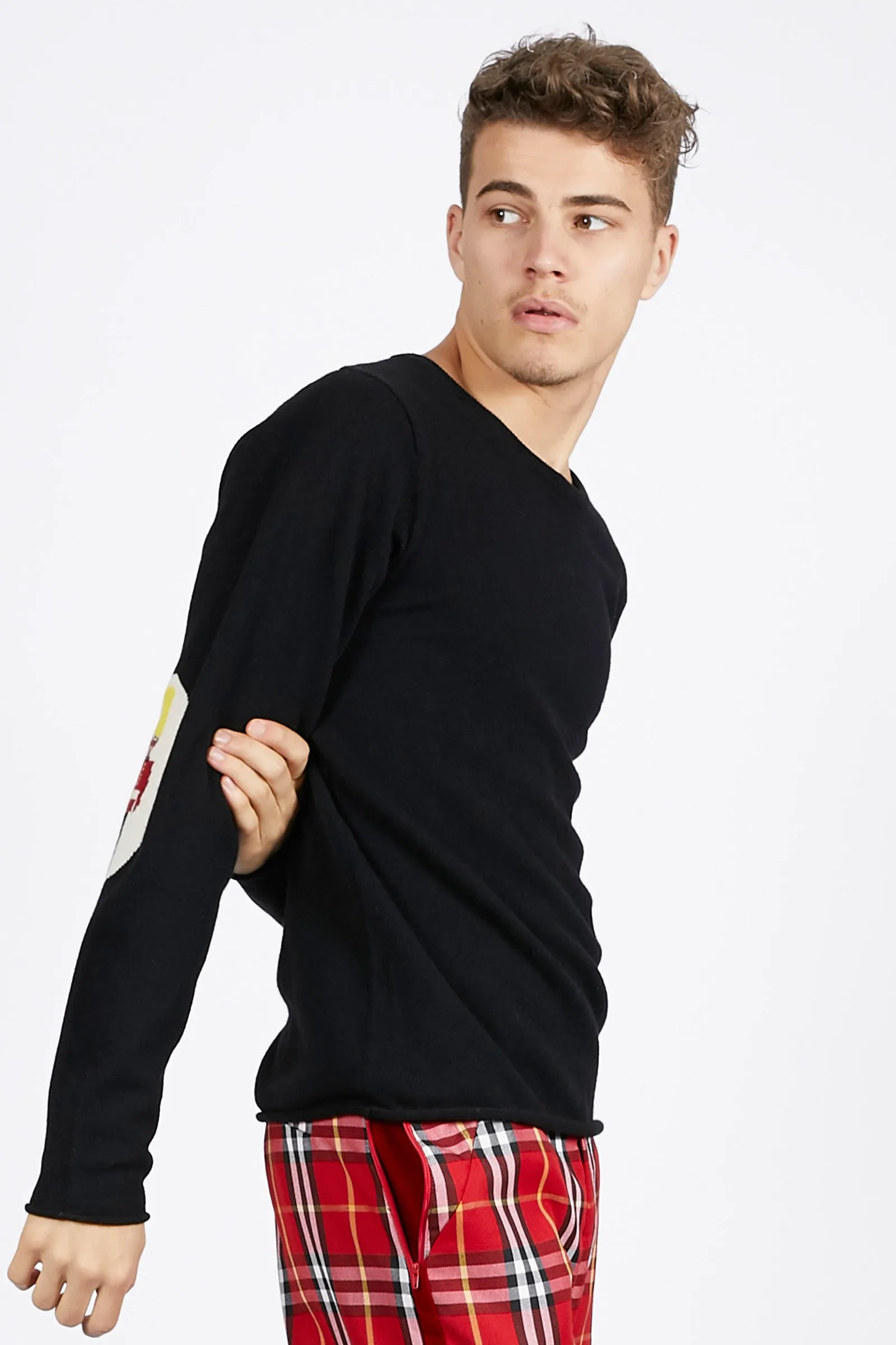 Unisex Cashmere Jumper with Guard Elbow Patches