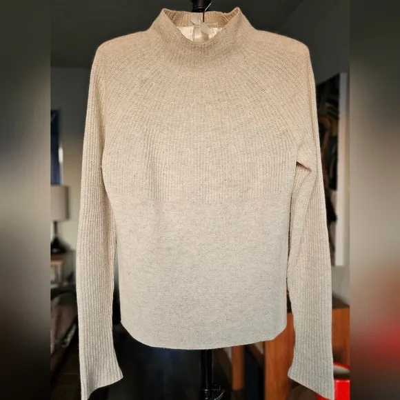 VINCE. Mixed Gauge Cashmere Mock Neck Sweater