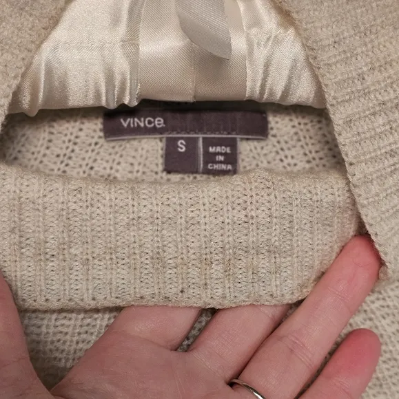 VINCE. Mixed Gauge Cashmere Mock Neck Sweater