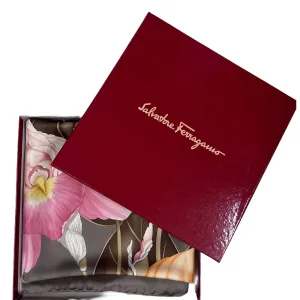 VTG NIB  Salvatore Ferragamo Womens 100% Silk Square Scarf Iris 34"
