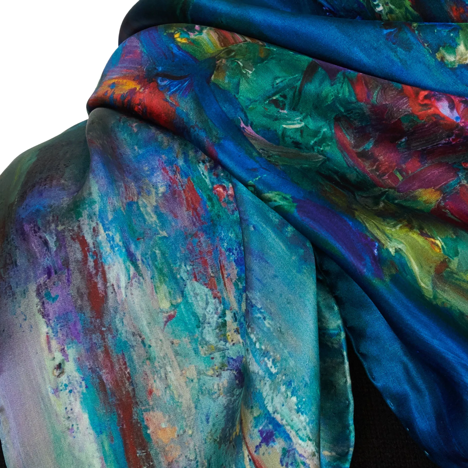 Water Lilies, 35-inch Square Italian Silk Scarf