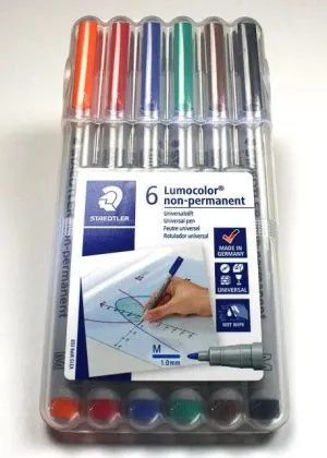 Water Soluble 6-Pack Markers Medium-Tip
