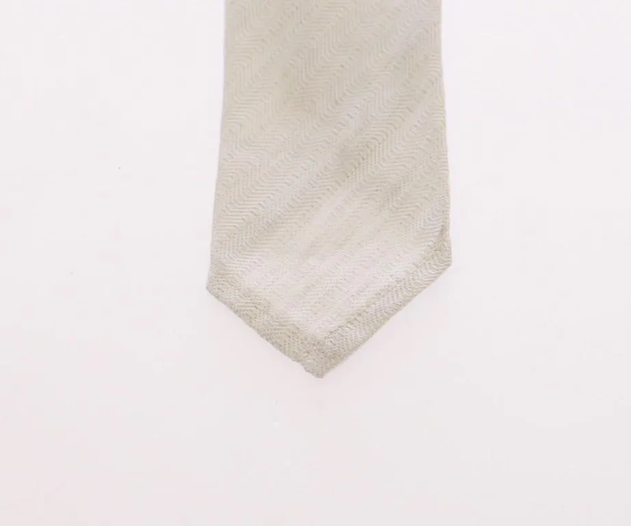White Silk Pattern Slim Neck Tie