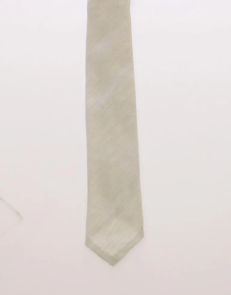 White Silk Pattern Slim Neck Tie
