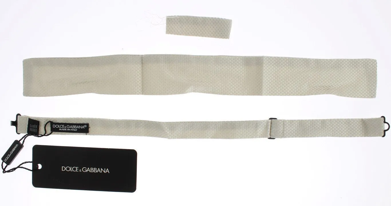 White Silk Untied Bow Tie