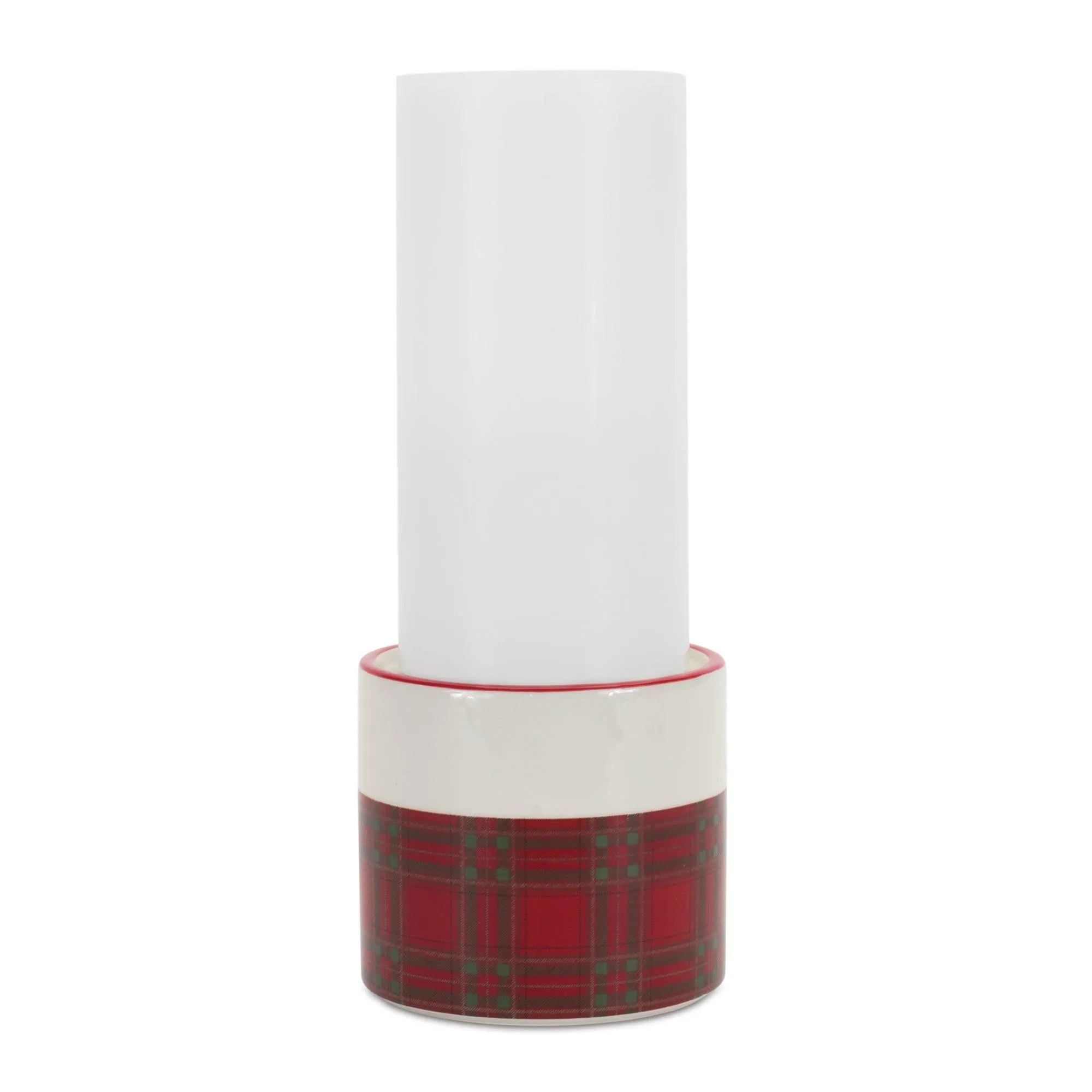 Winter Plaid Ceramic Candle Holder (Set of 2)