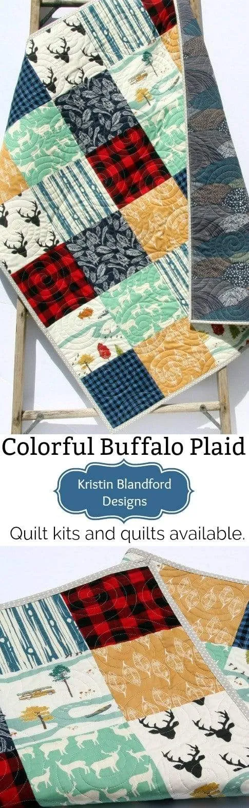 Woodland Quilt, Buffalo Plaid, Woodland Boy Plaid Check Nursery, Deer Buck Baby Blanket, Boy Bedding