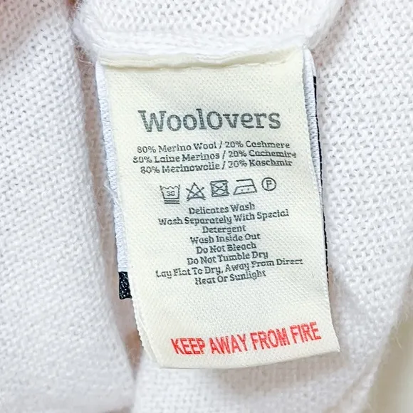 Woolovers Cashmere Merino Crew Neck Cardigan - Cream