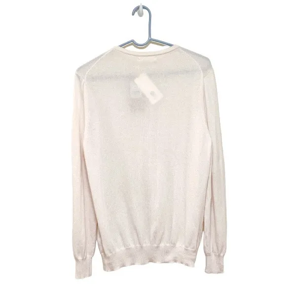 Woolovers Cashmere Merino Crew Neck Cardigan - Cream