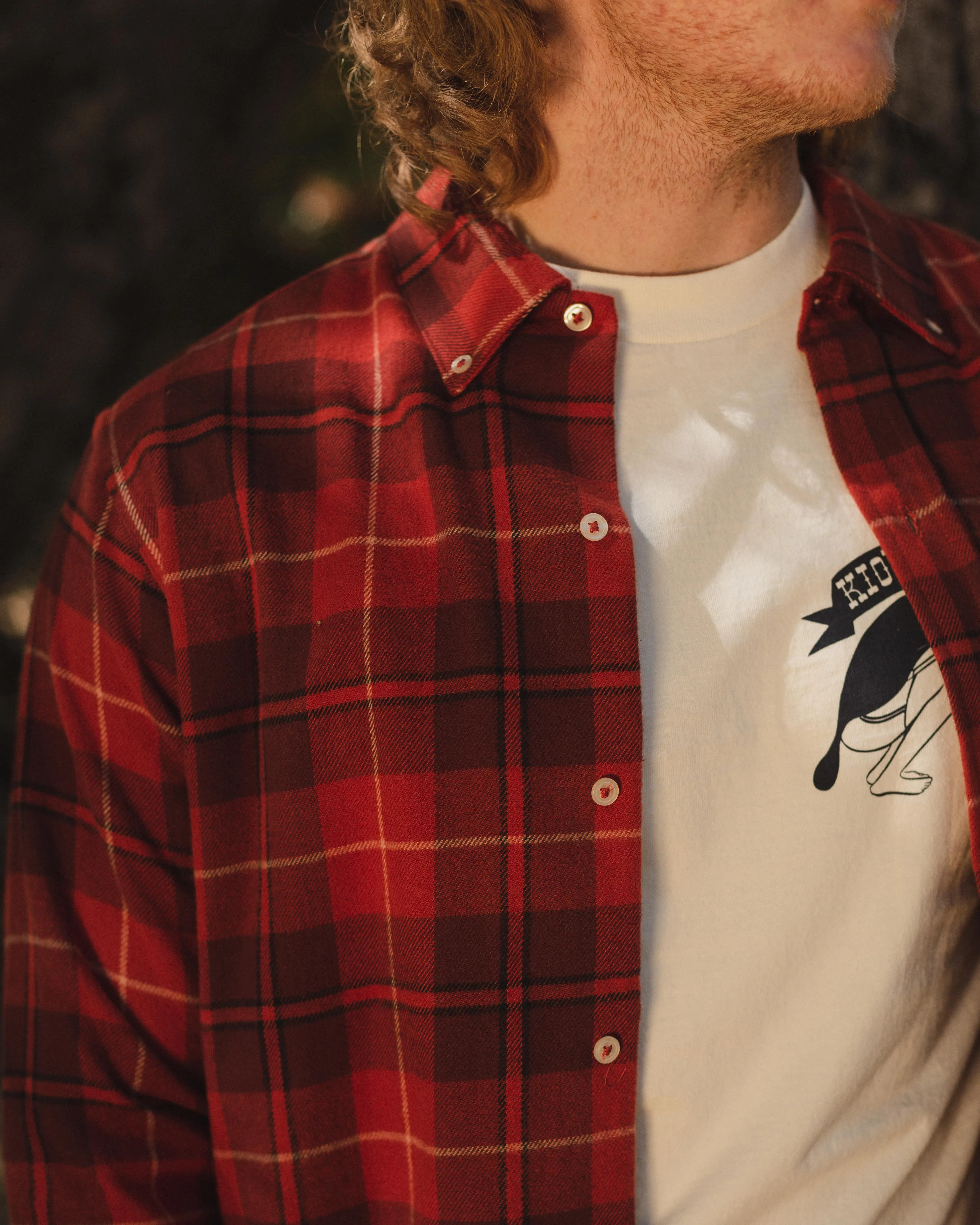 Yellow Rat Flannel Button-down Shirt - Red