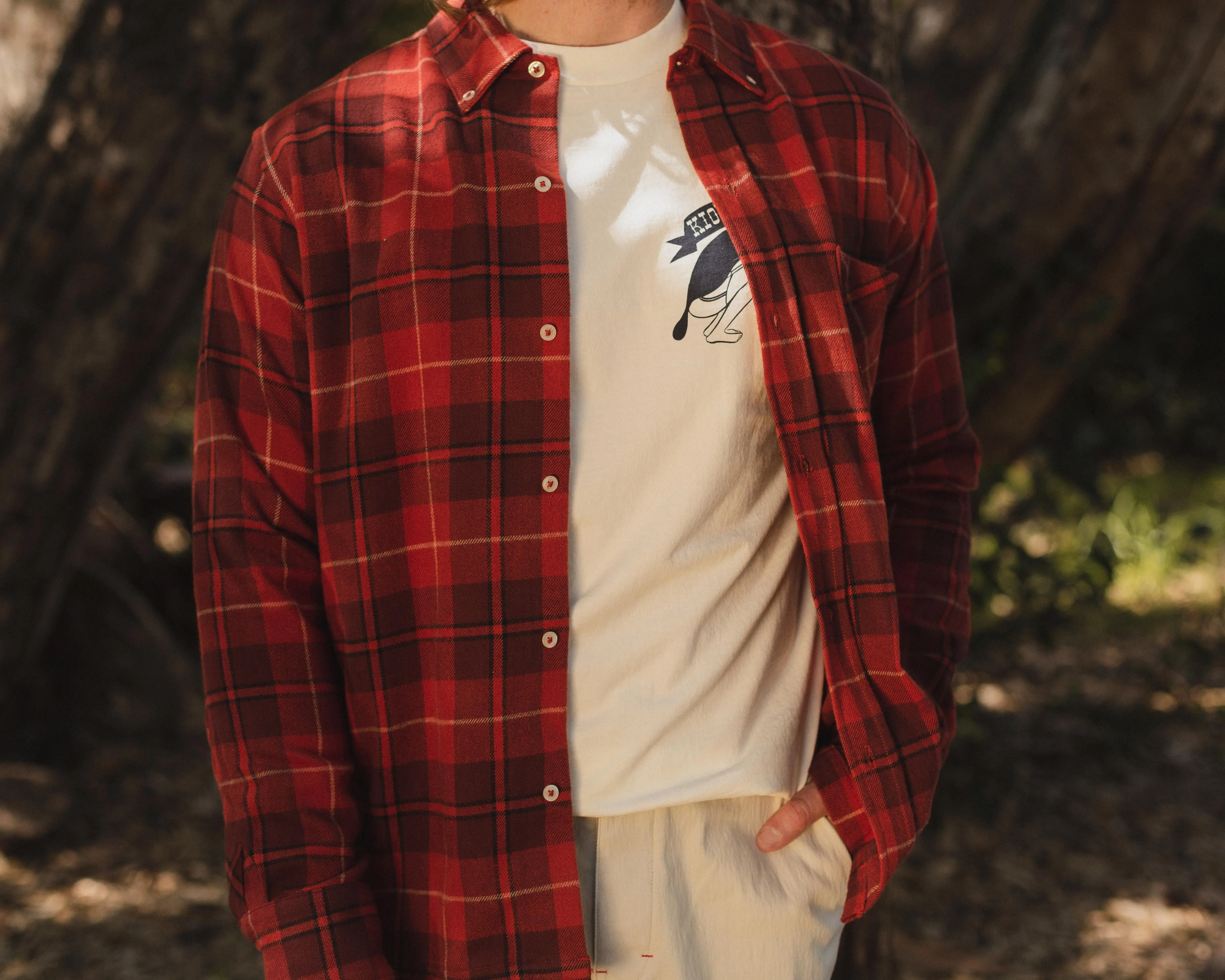 Yellow Rat Flannel Button-down Shirt - Red