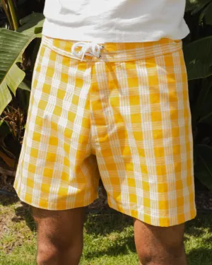 Yellow Rat Hawaiian Palaka Trunks- Pineapple