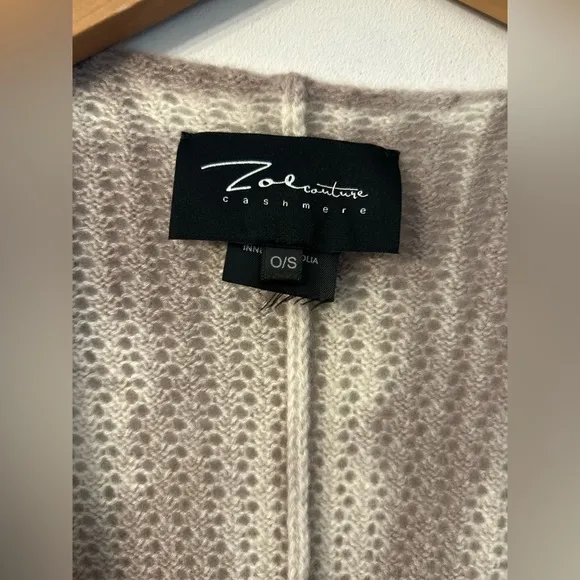Zoe Couture Hand Painted Novelty One Size Tan and Cream Cashmere Stitch Wrap